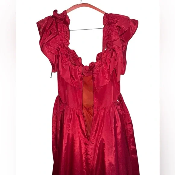 Vintage Gunne Sax Red Ruffle Dress Cottagecore Renaissance Gown - Picture 5 of 15